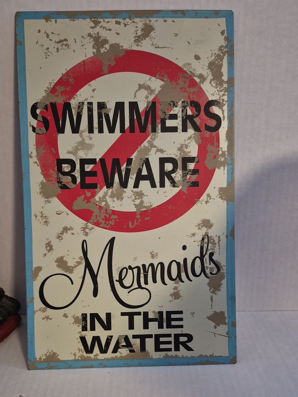 Mermaids in the Water Wall Sign - Red, Black & Blue Trim